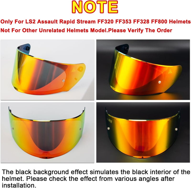 psler Assault Rapid Stream Outer Helmet Visor - Motorcycle Helmet Face Shield Accessories Replacement for Assault Rapid Stream Outer FF320 FF353 FF328 FF800,Deep Red - Image 3
